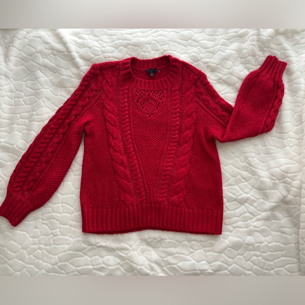SOLD🚫Lands End NWOT Red Cable Knit Sweater - Picture 1 of 11